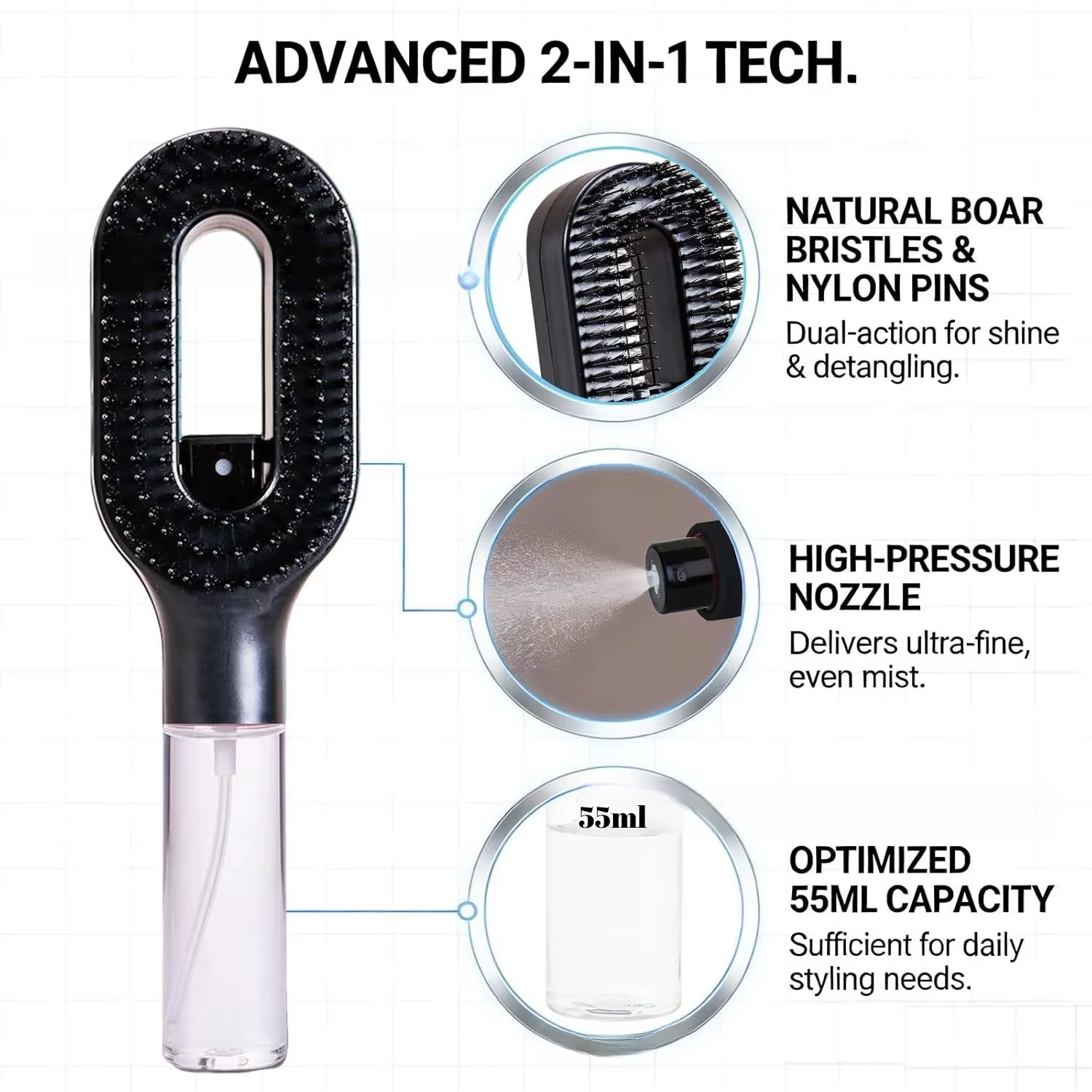 2 in 1 Spray Massage Comb Essential Oil Water Spray Bottle - Image 3