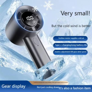 Portable Mini Handheld Fan with LED Display & Semiconductor Cooling – 100 Speed Levels