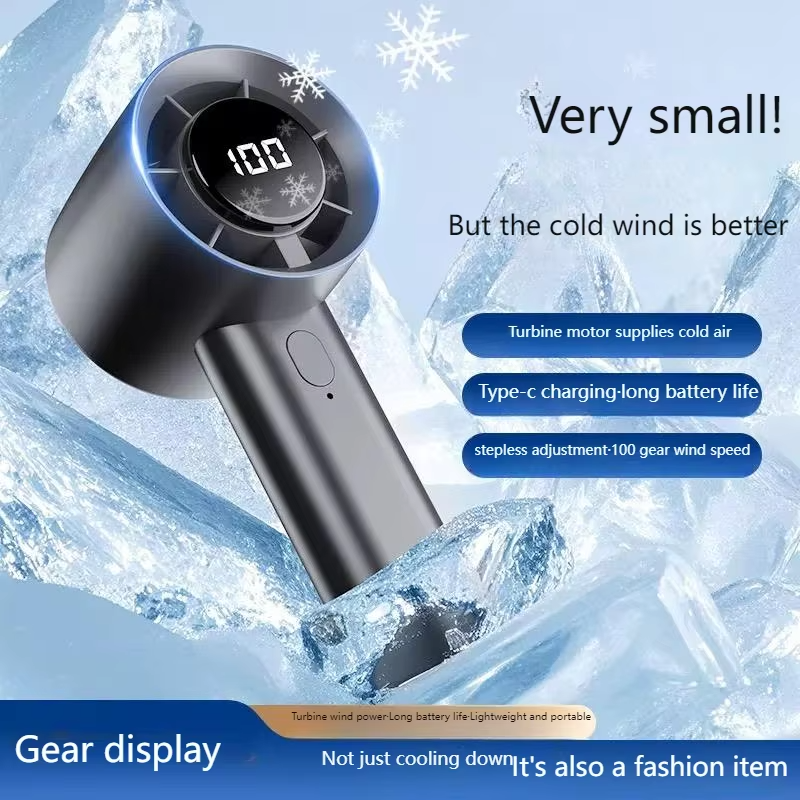 Portable Mini Handheld Fan with LED Display & Semiconductor Cooling – 100 Speed Levels