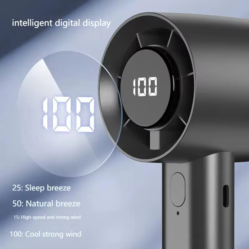 Portable Mini Handheld Fan with LED Display & Semiconductor Cooling – 100 Speed Levels - Image 2