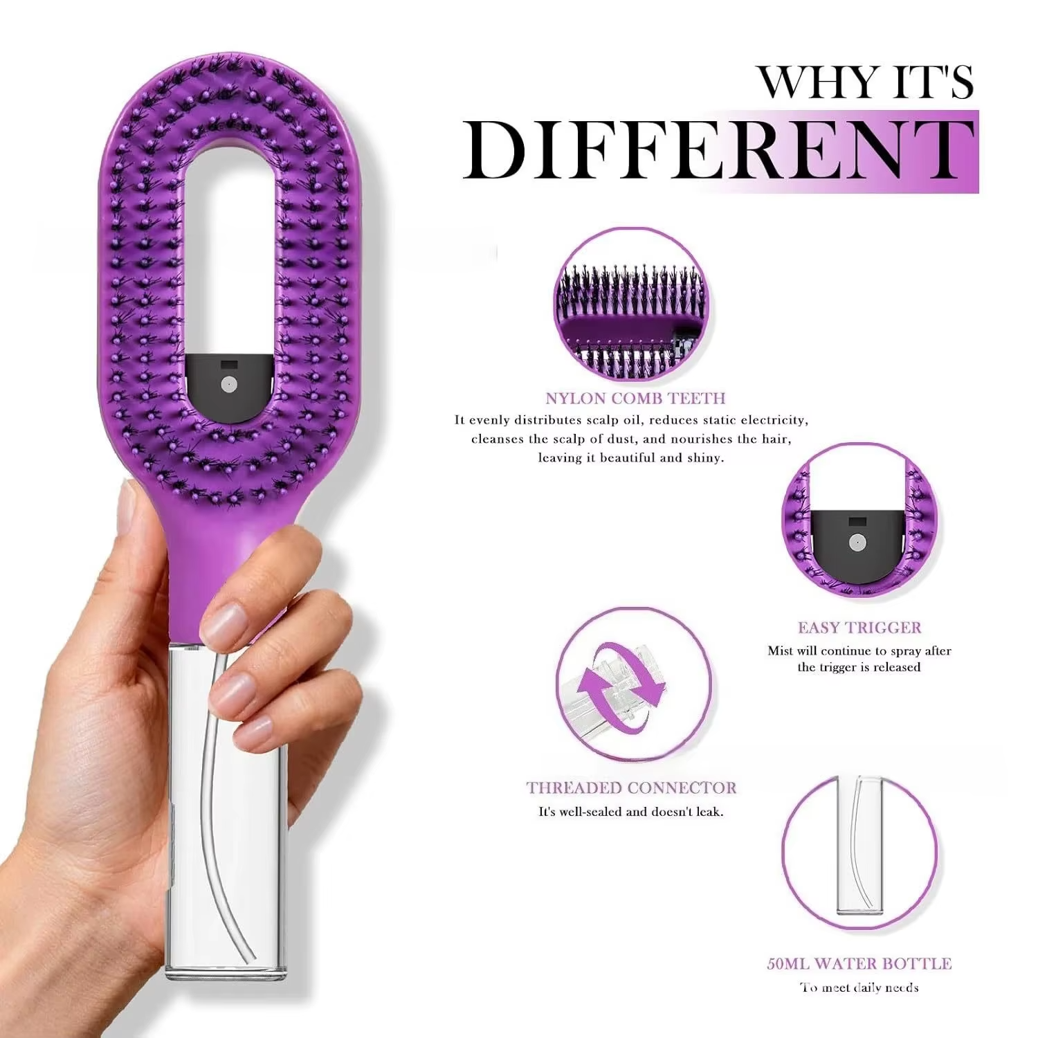 2 in 1 Spray Massage Comb Essential Oil Water Spray Bottle